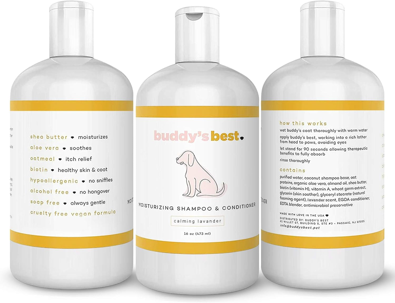 , Dog Shampoo and Conditioner in One - Hypoallergenic, Oatmeal Shampoo for Dogs with Sensitive Skin - Moisturizing Dog Wash