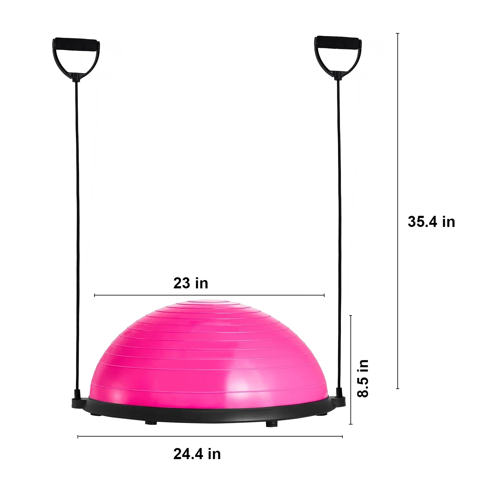 Half Balance Ball Trainer, 23-Inch Stability Ball with a 660Lbs Weight Limit, Includes Resistance Bands & Foot Pump for a Comprehensive Home Gym Experience, Ideal for Full Body Fitness, Pink